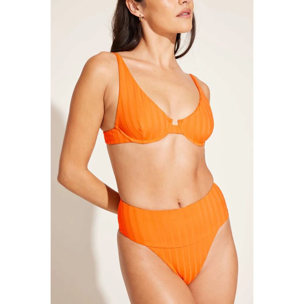 NWT Vitamin A Rossi Halter Underwire Swim Top in Tangerine SuperRib Size XS